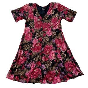 Olivia Vintage Floral Lace Overlay Lined Whimsgoth Short Sleeve Short Dress PM